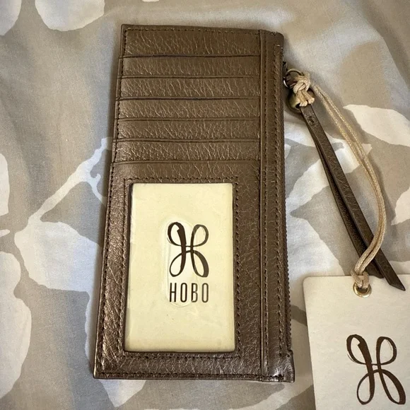 HOBO CARTE Leather Card Holder PEWTER NEW - Picture 1 of 5